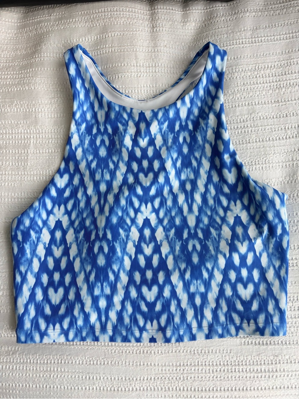 Aqua Blue Ikat Crop Tank Top